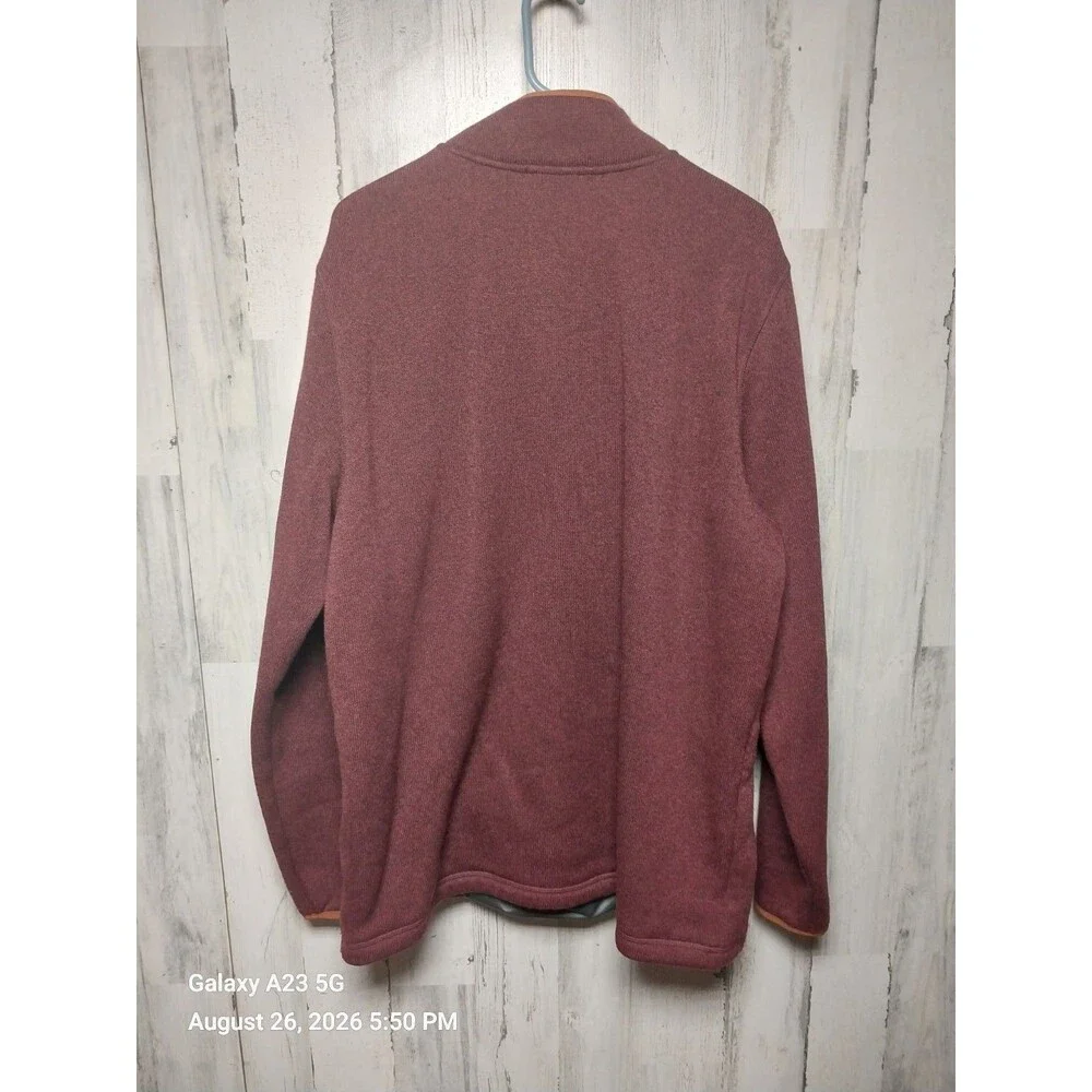 LL Bean Men's Size XL Tall Knit Pullover 1/4 Zip Burgundy Sweater